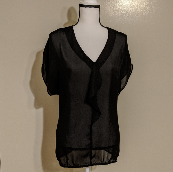 Ann Taylor Loft size Large sheer ruffle blouse - Picture 1 of 5